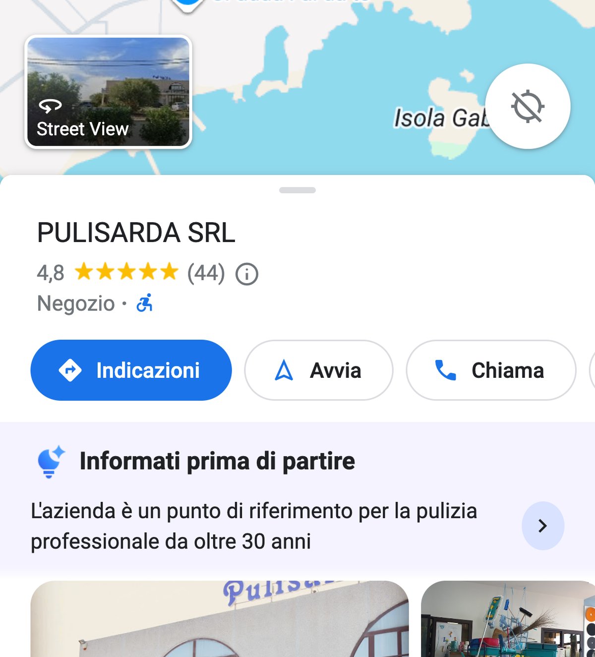 La scheda Google Maps di Pulisarda, 4,8 su 44 recensioni