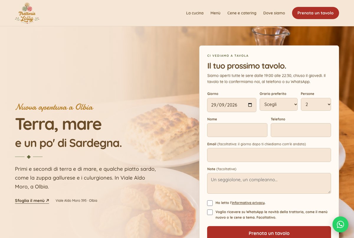 Il sito della Trattoria Lolly